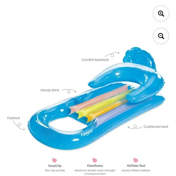 FunSicle Relaxing Lounge Inflatable Pool Float Sky Blue Unisex - Picture 6 of 8